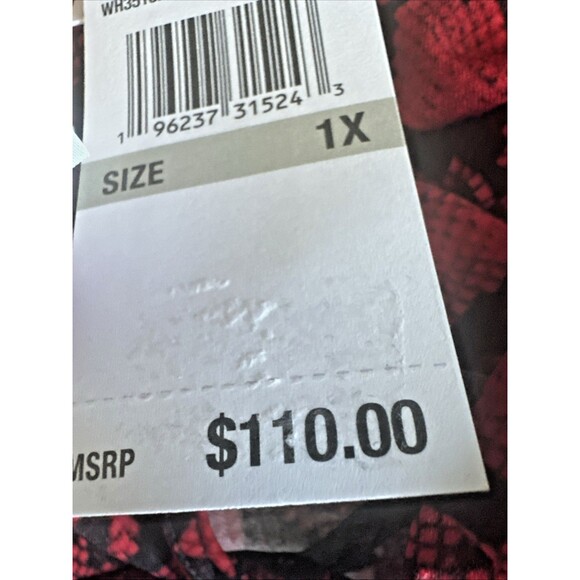 Michael Kors Women's Plus Size Top Snakeskin-Print Crossover Border Top Red 1X - Picture 8 of 8